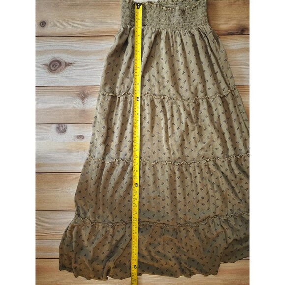 Mossimo Olive Boho Tiered Maxi Skirt – Smocked Waist – Size Small - Picture 6 of 9